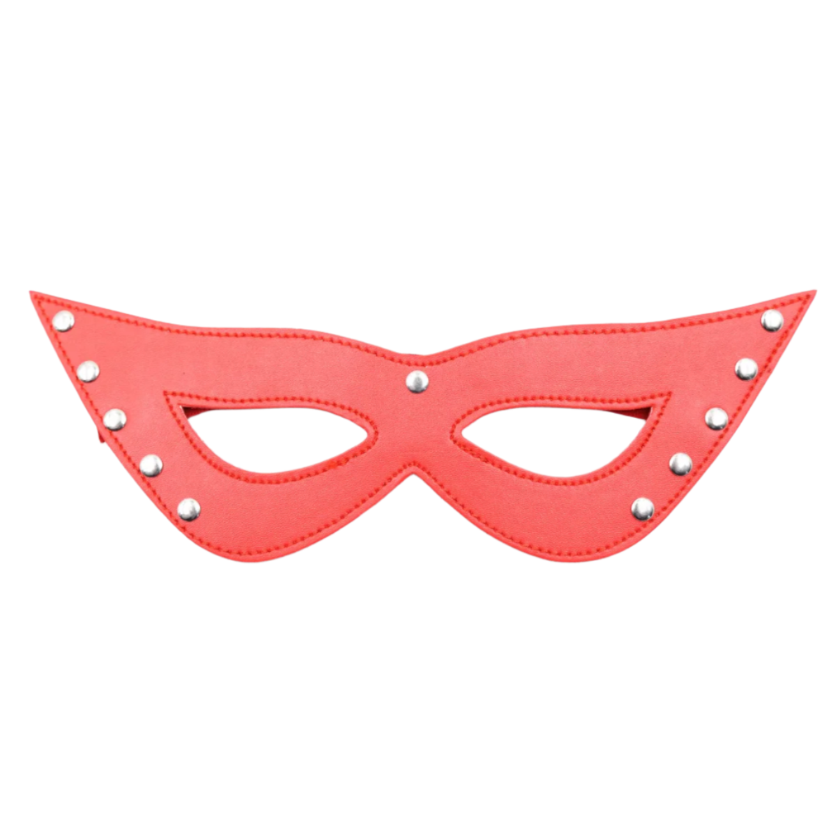 A  leather eye mask and studded details. The design is sleek and mysterious, perfect for a costume or themed event.