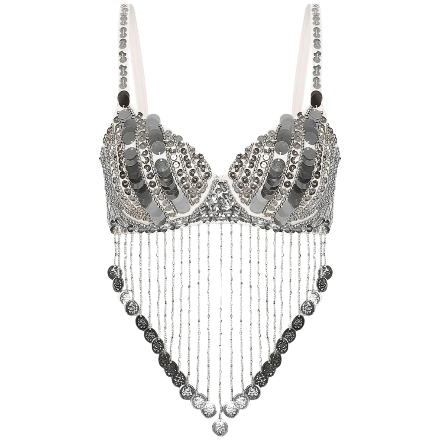 Shiny Sequins Tassels Underwired Bra