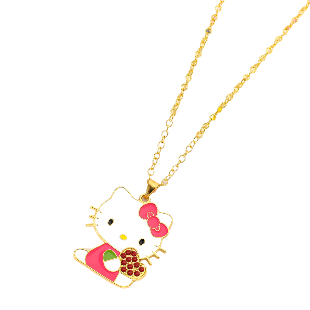 Hello Kitty rhinestone pendant necklace for resort kawaii theme nights

