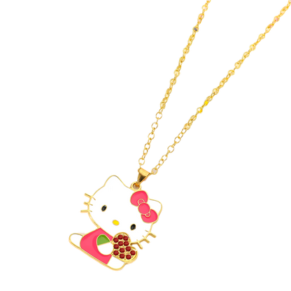 Hello Kitty rhinestone pendant necklace for resort kawaii theme nights

