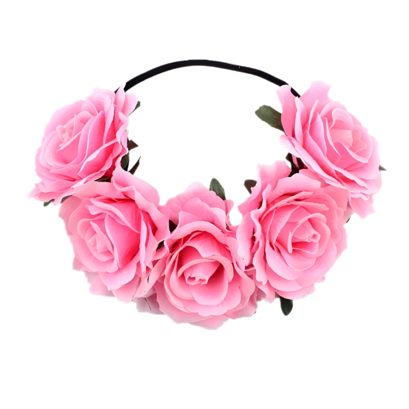 A floral headband featuring large, vibrant roses. The design is bold and romantic, perfect for a bohemian or festival look.