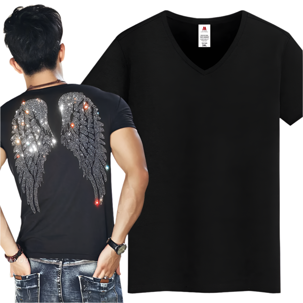 Rhinestone Wings Men's T-shirt Short Sleeve