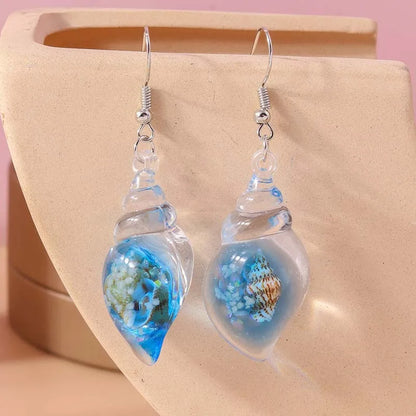 2026 New Arrival Colorful Resin Shell Conch Drop Earrings for Women Fashion Creative Glowing In The Dark Earrings Jewelry Gifts