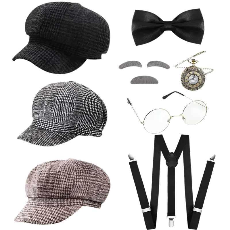 1920s Men's Great Gatsby Accessories Set | Roaring 20s Vintage Gangster Costume