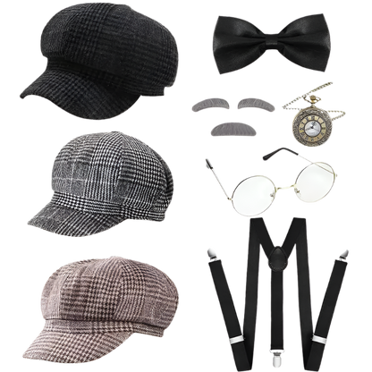 1920s Men's Great Gatsby Accessories Set | Roaring 20s Vintage Gangster Costume