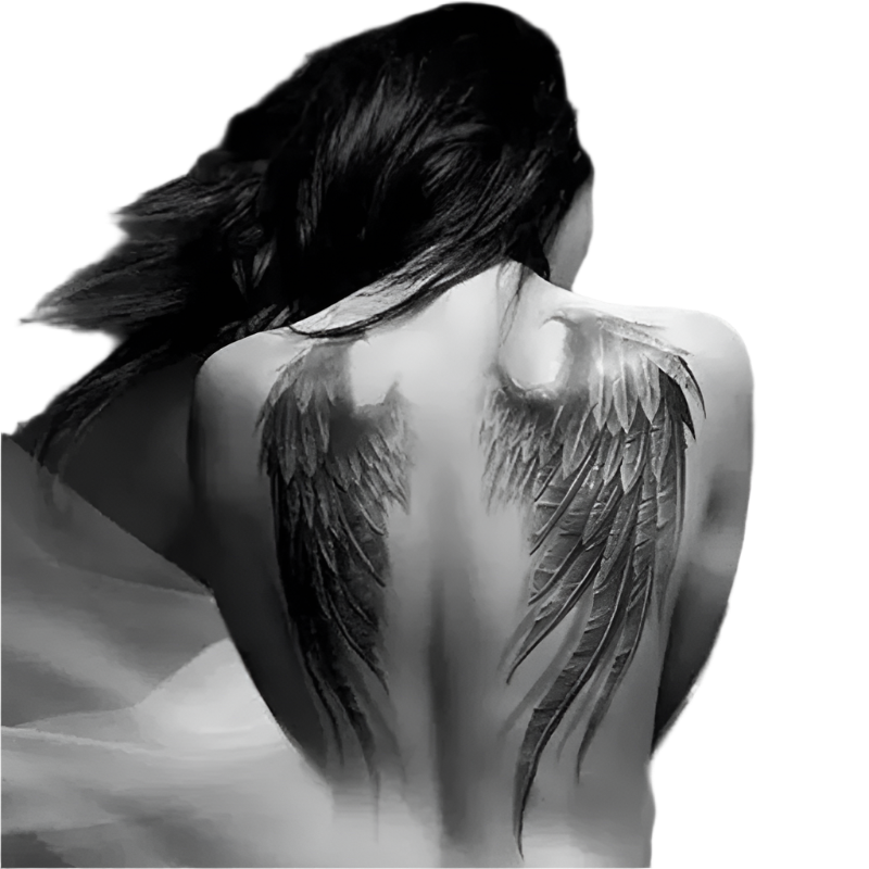  Full Back Angel Wings Temporary Tattoo - Large Gothic Theme Night Body Art