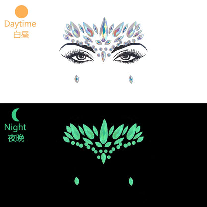 Glow in the Dark Face Gems | Rhinestone Festival Face Stickers