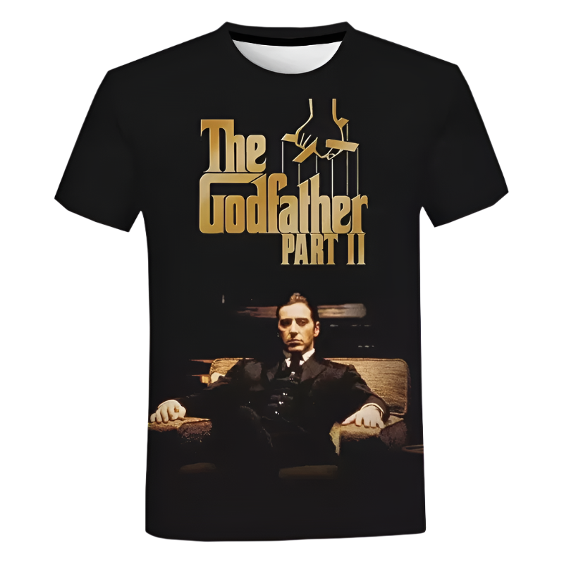 Godfather 3D printed oversized t-shirt with street style design for resort casual wear

