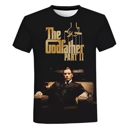 Godfather 3D printed oversized t-shirt with street style design for resort casual wear

