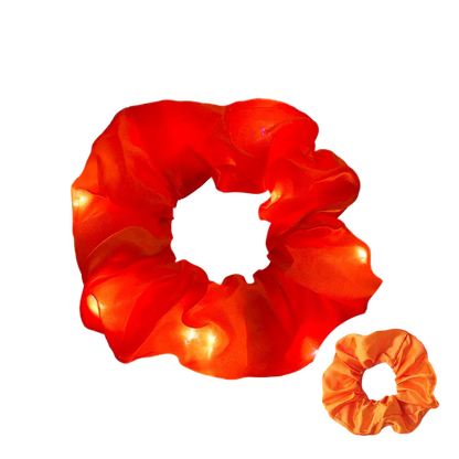 Orange LED scrunchie on a dark background