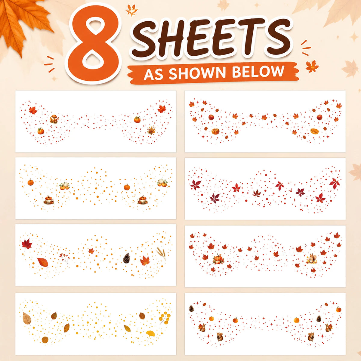Women’s Fall Freckle Face Tattoos | Autumn Leaf Temporary Face Stickers