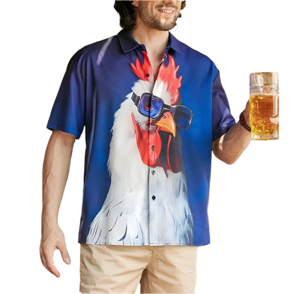 3D Printed Cartoon Chicken Hawaiian Shirt | Fun & Vibrant Men's Wear