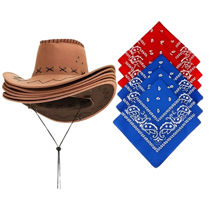 Classical Cowboy Hat Bandana Set | Timeless Western Style