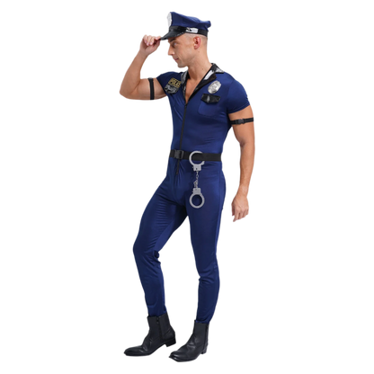 Men's 7-Piece Dirty Cop Officer Jumpsuit - Complete Role Play Set