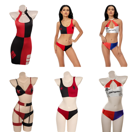 Playful villain-inspired backless bodycon mini dress for themed resort wear