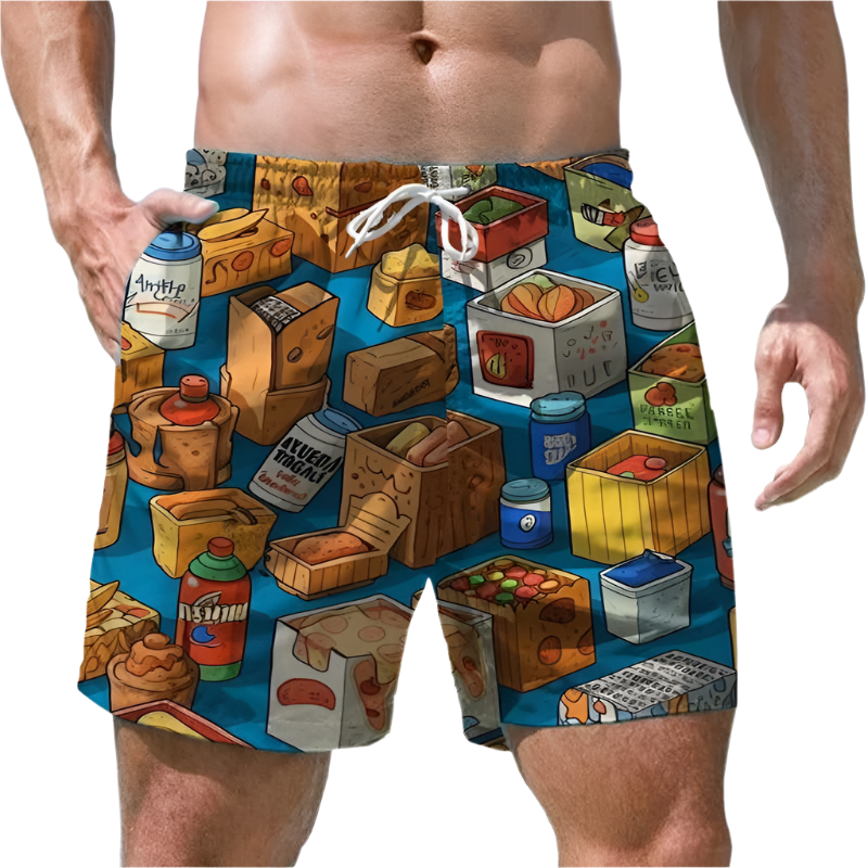 Men's Shorts Quick Dry Swim Shorts Beer Print