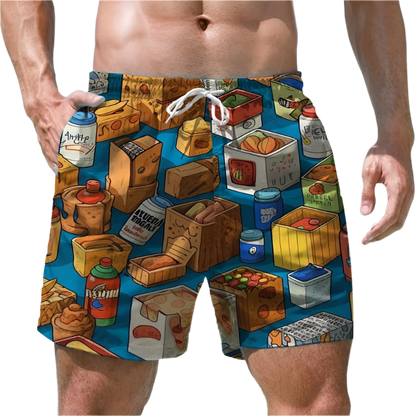 Men's Shorts Quick Dry Swim Shorts Beer Print