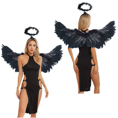 Angel Devil Baby Dolls Dress Set | Feather Wings & Headwear