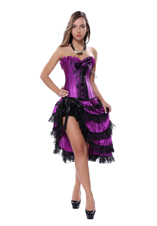 Burlesque Overbust Corset Sexy Purple Dancer Dress