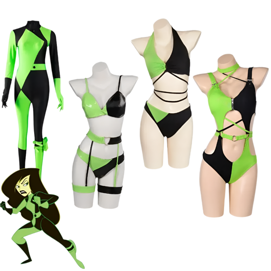 Shego-inspired two-piece costume with top and pants for resort theme nights

