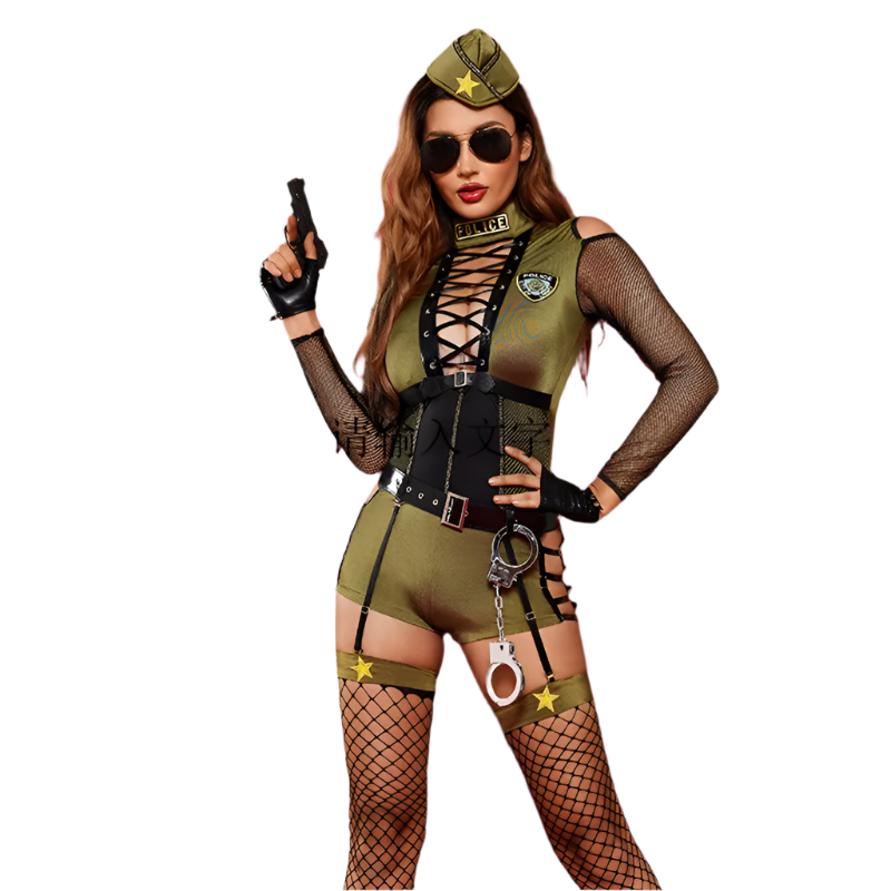 Army Green Cosplay Bodysuit | Leather Belt & Accessories Included