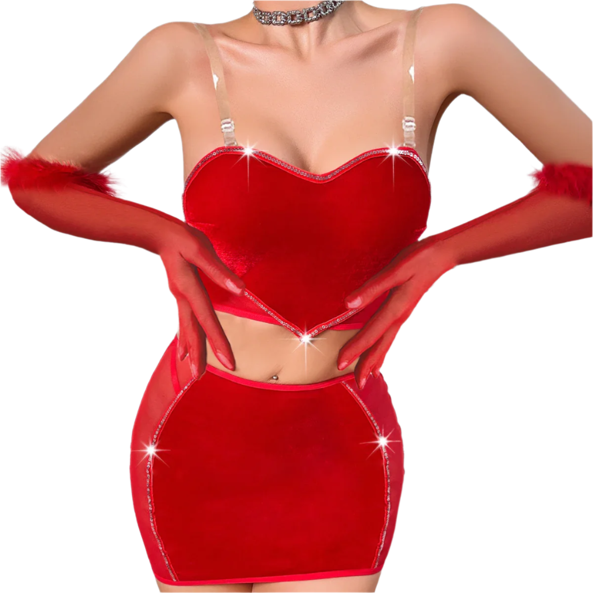 Luxury Lingerie Sexy Red Strapless Love Vest Wrap Hip Dress