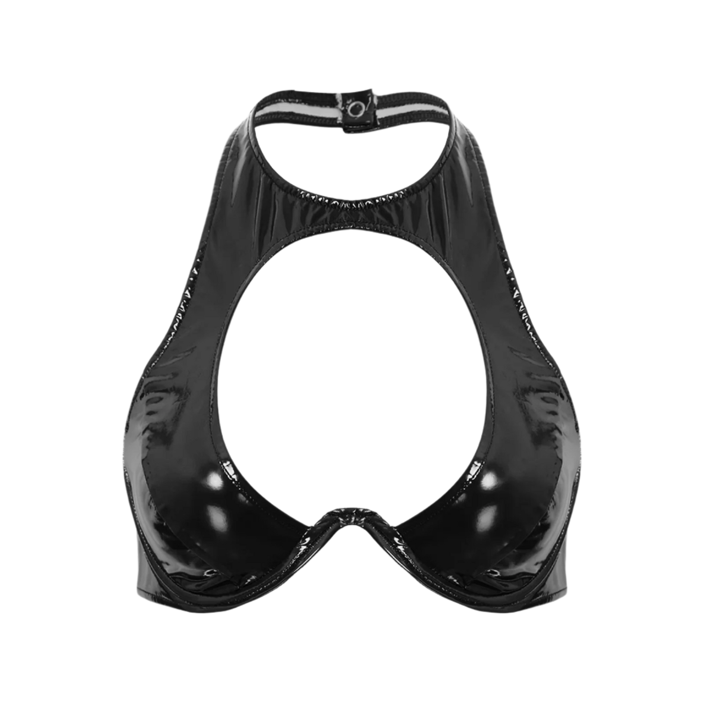 Black vinyl harness on a white background