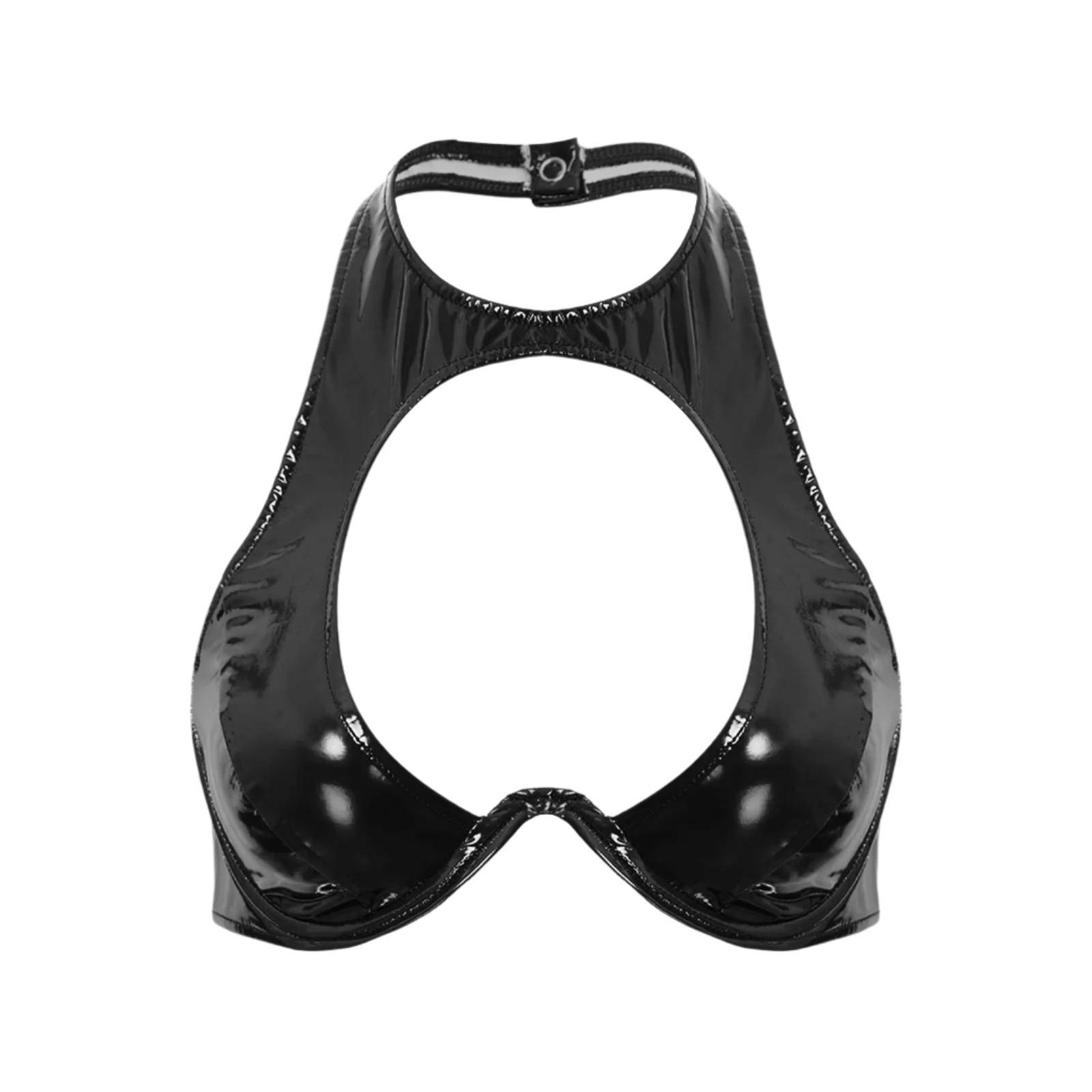 Black vinyl harness on a white background