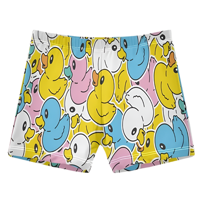 Duck Print Beach Shorts featuring playful design, perfect for luxury adult resort pool parties