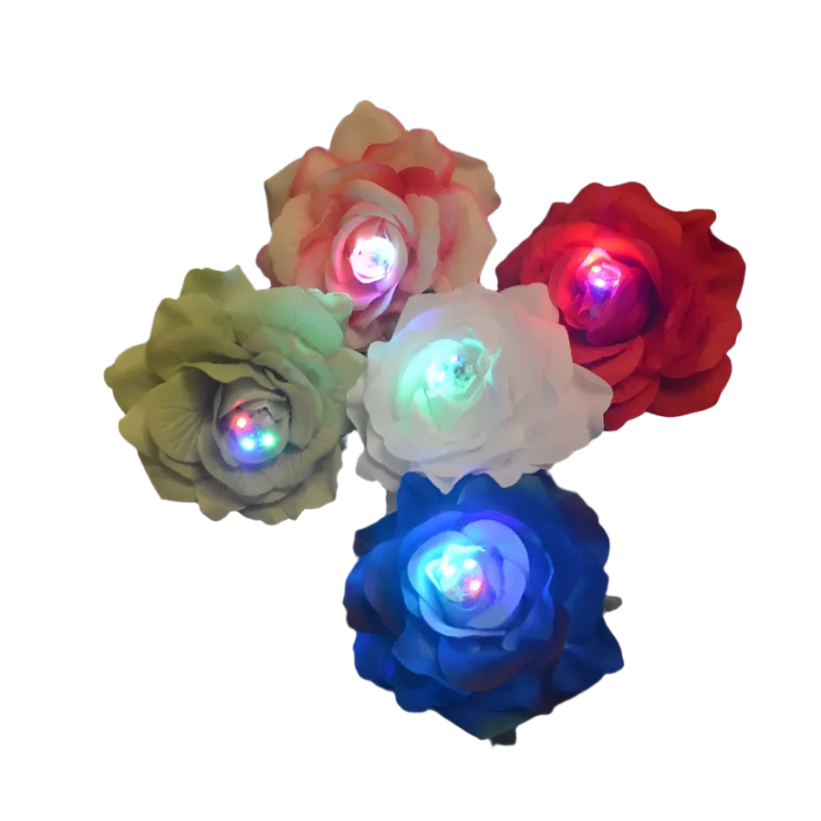 LED Glowing Hair Clips | Rose Flower Barrette Head Wear for Parties