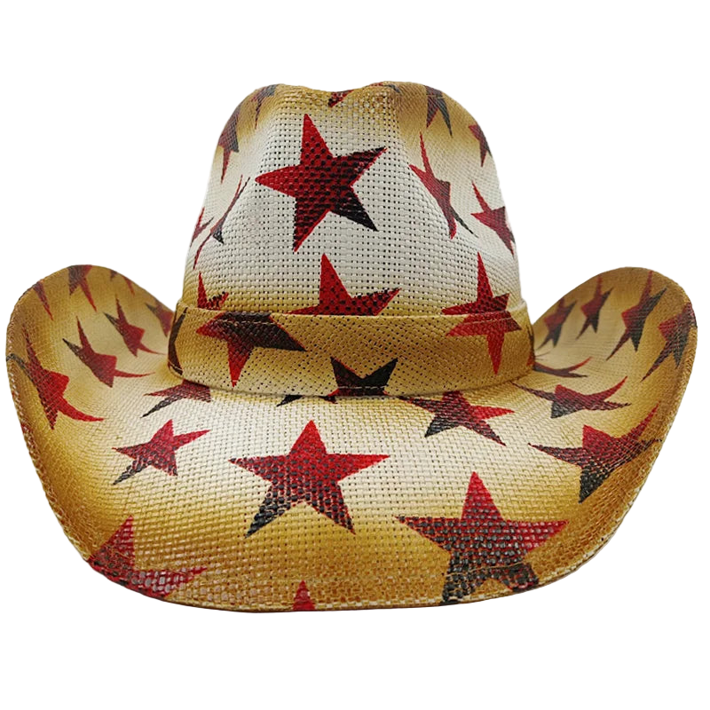 Cowboy hat with star pattern on a white background