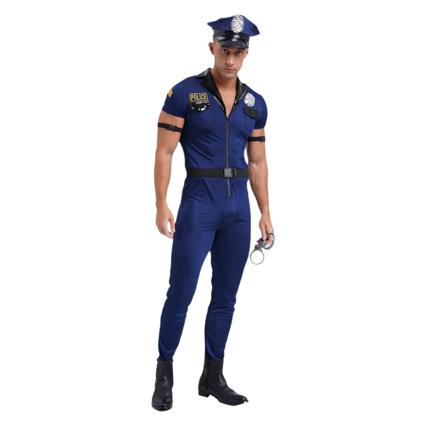 Men's 7-Piece Dirty Cop Officer Jumpsuit - Complete Role Play Set