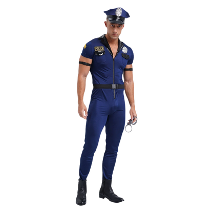 Men's 7-Piece Dirty Cop Officer Jumpsuit - Complete Role Play Set