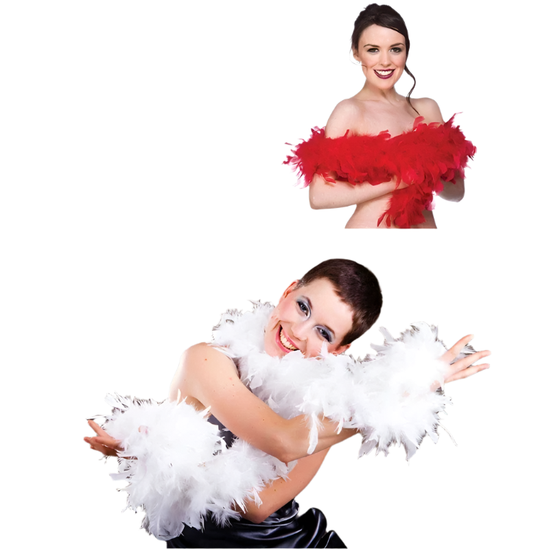 Plush turkey feather boa wrap for resort theme nights and vintage parties

