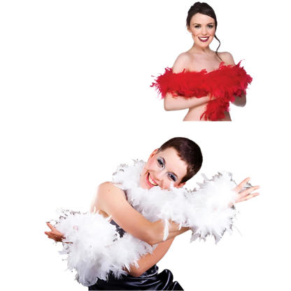 Plush turkey feather boa wrap for resort theme nights and vintage parties

