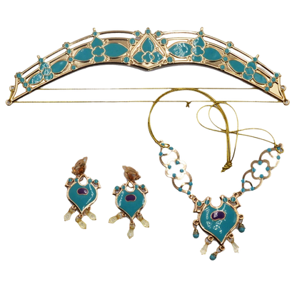 Women Jasmine Royal Jewelry Set | Crown Headband, Earrings & Pendant Necklace