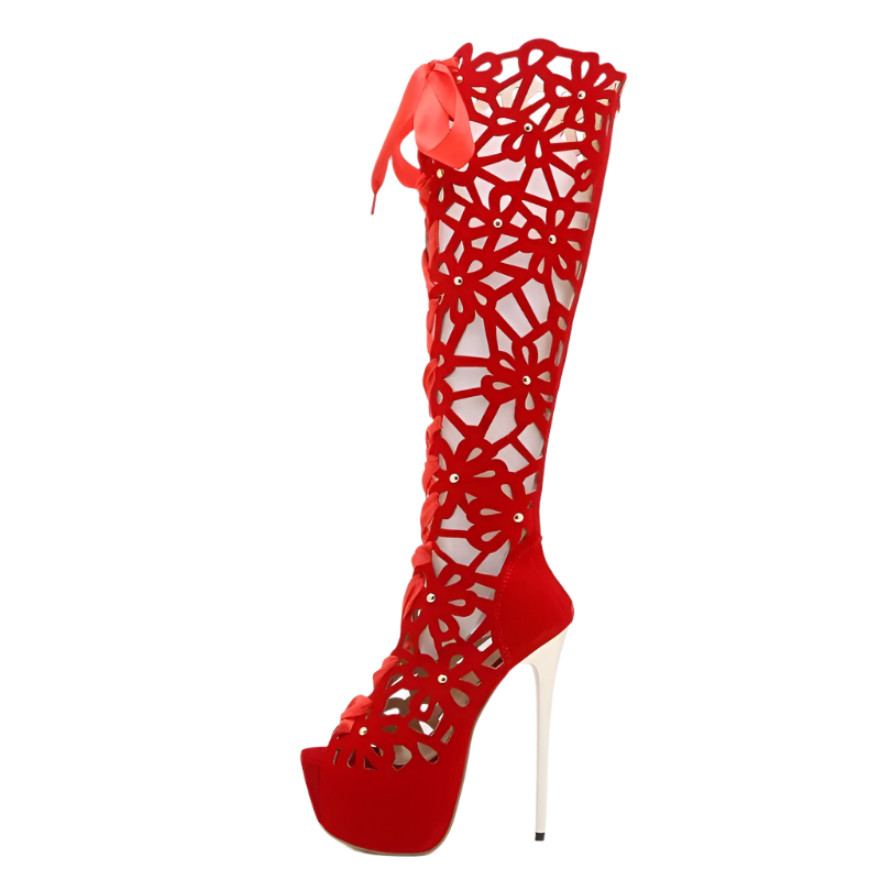 loral lace-up sandal boots with open toe design for resort weddings and parties