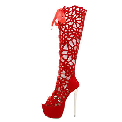 loral lace-up sandal boots with open toe design for resort weddings and parties