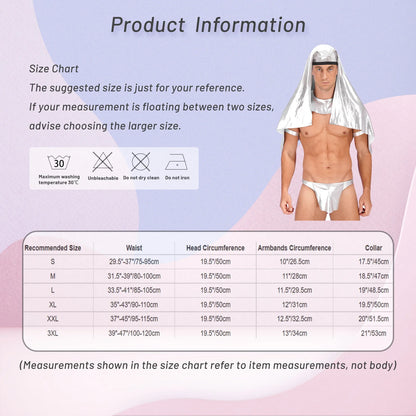 Men's Sexy Prince Cosplay Outfit | Metallic Headpiece & G-string Thong