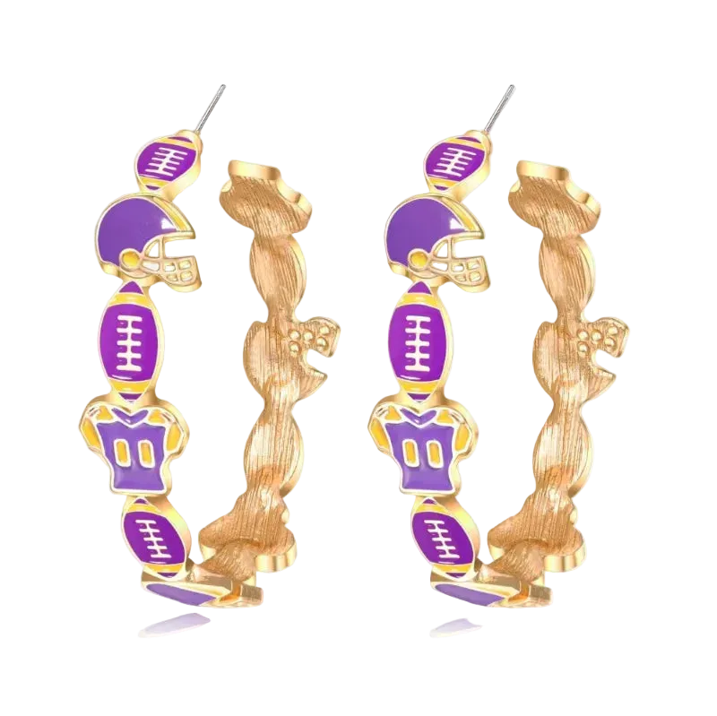 Women’s Football Hoop Earrings | Game Day Sports Jewelry