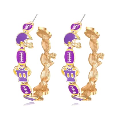 Women’s Football Hoop Earrings | Game Day Sports Jewelry