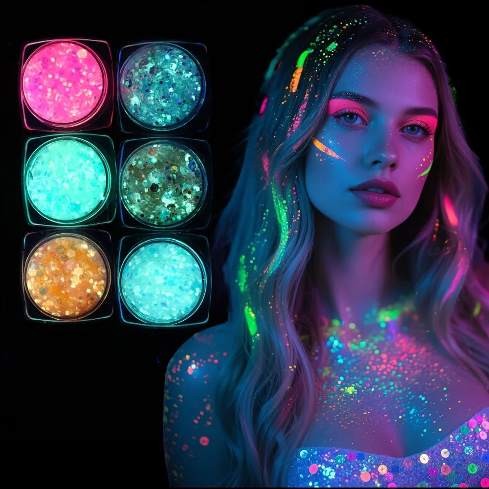 Glow in the Dark Body Glitter Gel Set | UV Neon Face & Body Glitter