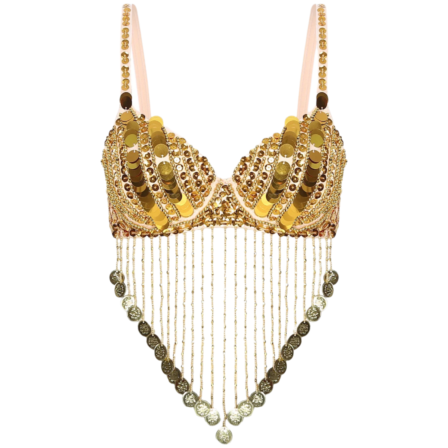 Shiny Sequins Tassels Underwired Bra