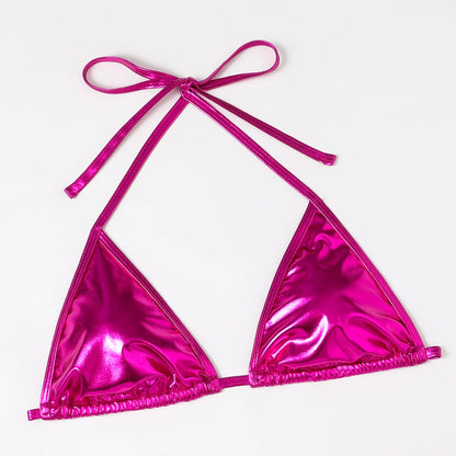Shiny Swimwear Women Halter Bathers Bling Sequin Bikini Set Cut Out Push Up Padded Bathing Suit Thong Swimwear Glitter Biquini