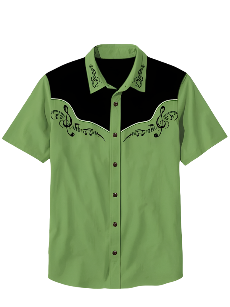 Retro men's denim Hawaiian shirt with 3D ethnic academy casual short sleeved lapel button Y2K streetwear design for resort entertainment