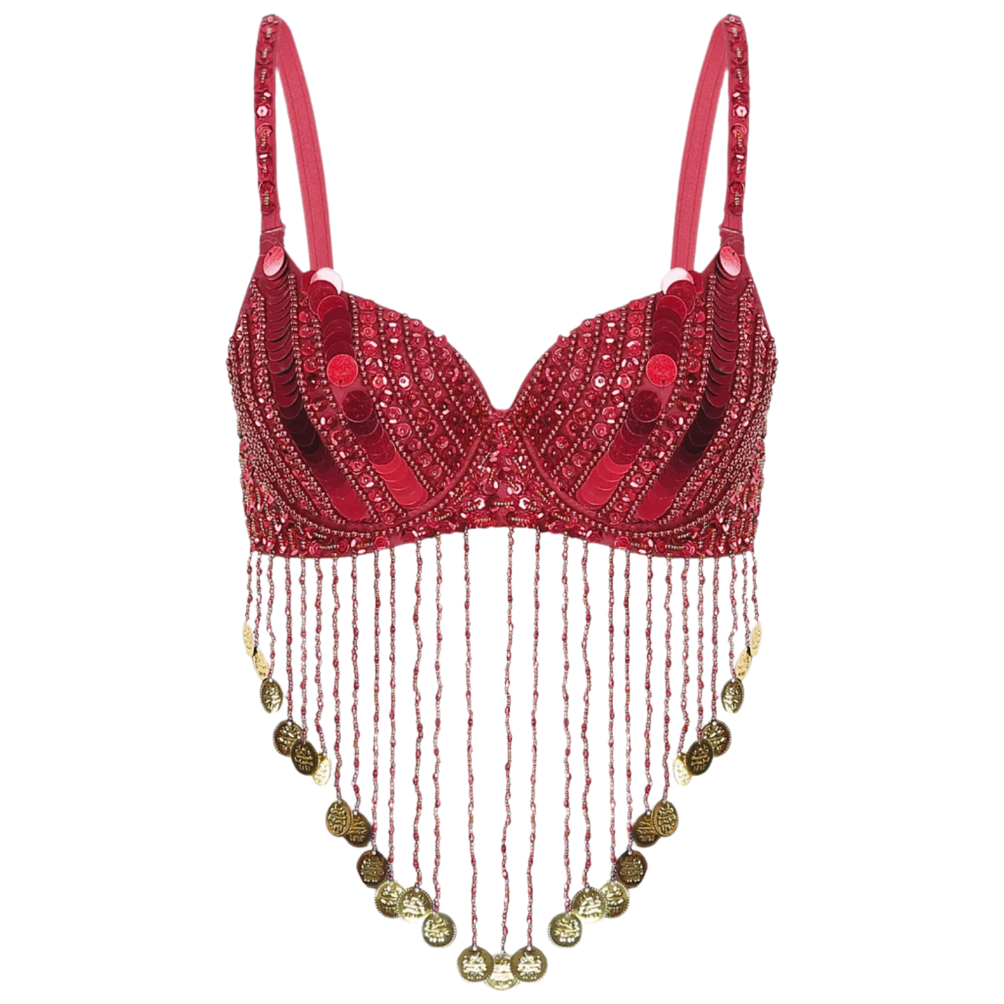 Shiny Sequins Tassels Underwired Bra