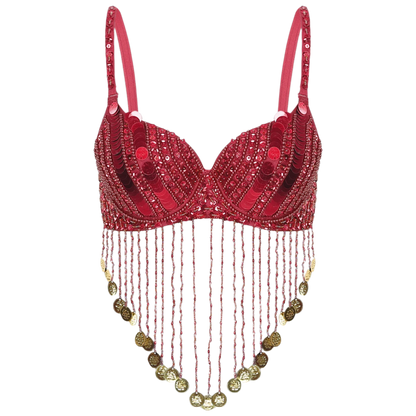 Shiny Sequins Tassels Underwired Bra