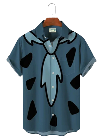 Hawaiian spotted print lapel shirt in large sizes with comfortable design for tropical resort fashion