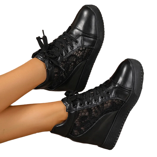 Women’s Lace Wedge Sneakers | High Top Platform Shoes