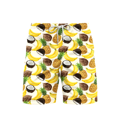 3D Pineapple Print Swim Trunks for luxury adult resorts, featuring vibrant tropical pattern on premium board shorts